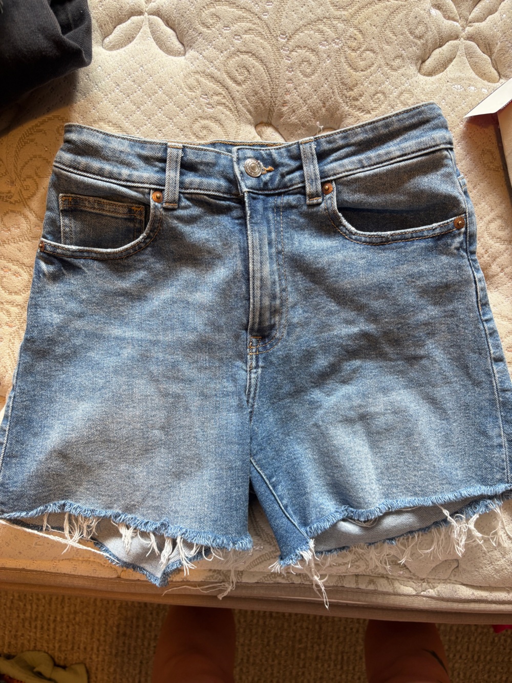 H&M Light Blue Boyfriend Denim Shorts with Raw Hem